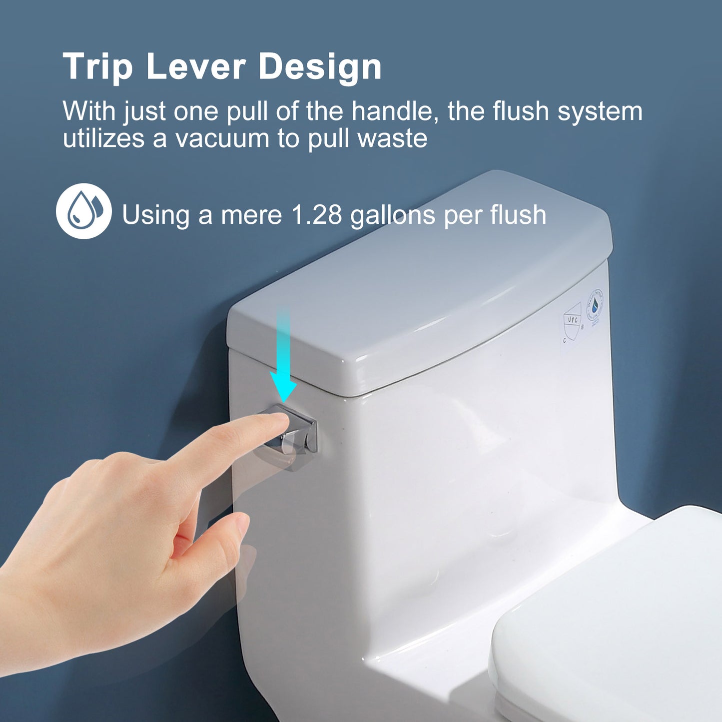 One-Piece 1.28 GPF Single Flush Elongated Toilet in White, Soft Close Seat Included