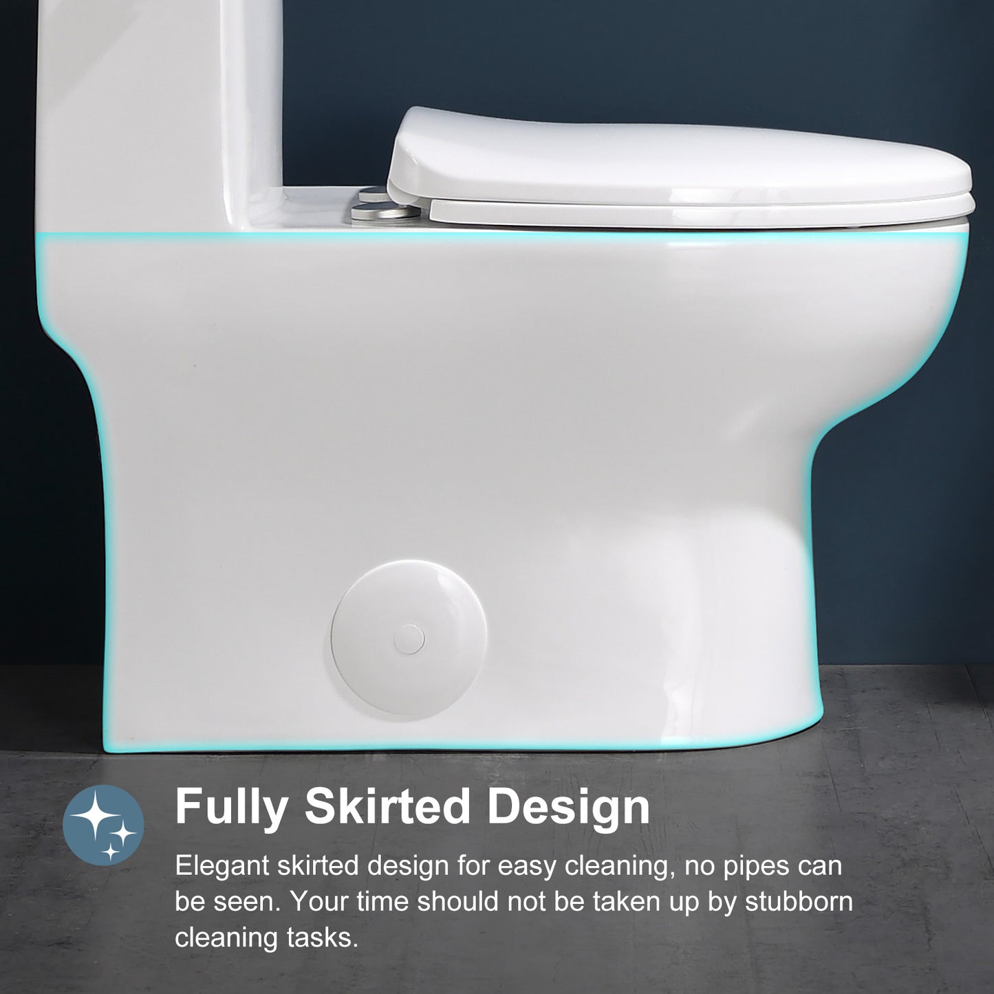 One-Piece 1.28 GPF Single Flush Elongated Toilet in White, Soft Close Seat Included
