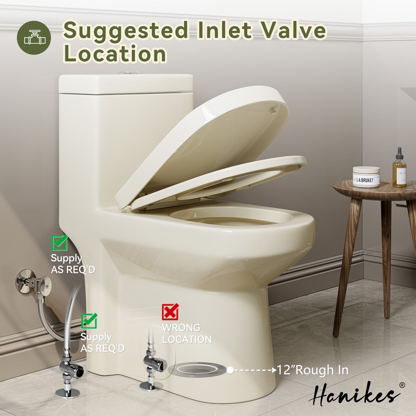 1-Piece 1.1/1.6 GPF Dual Flush Compact Round Toilet in Biscuit Soft Close Seat Included