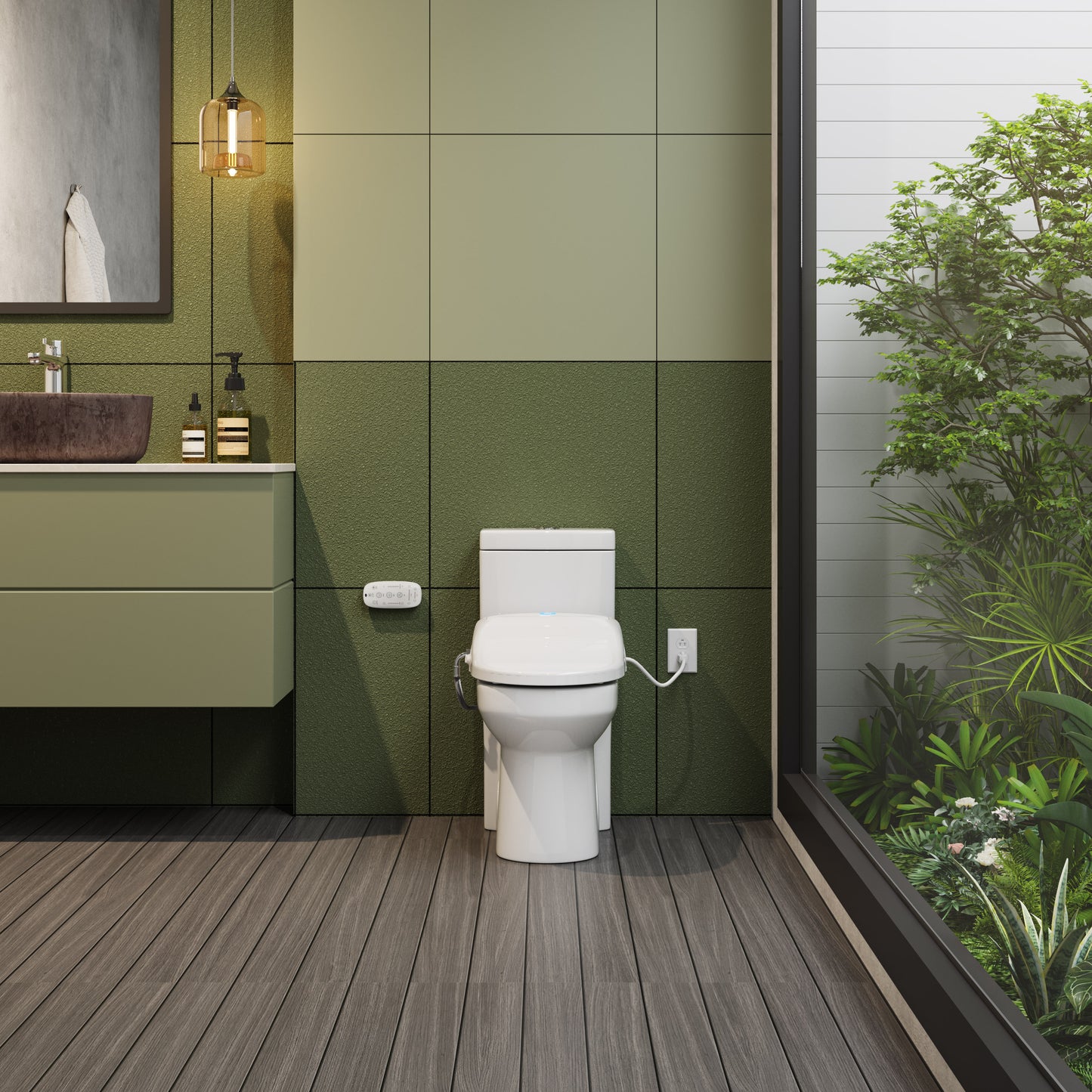 Smart Bidet Toilet Combo 1.1/1.6 GPF Round Toilet in White with Heated Seat, Front/Rear Wash, Dryer and Deodorizer