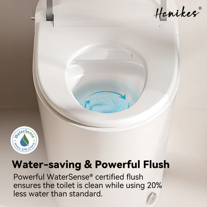 One-Piece 1/1.27 GPF High Efficiency Dual Flush Elongated Toilet in White with Heated seat and Slow-Close, Seat Included