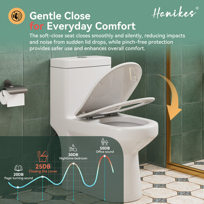 10 in. Rough in 1-Piece 1.1/1.6 GPF Dual Flush Round Toilet in White Soft Close Seat Included