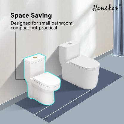 One-Piece 1.1/1.6 GPF Dual Flush Round Toilet in White, Seat Included, with Brushed Gold Button