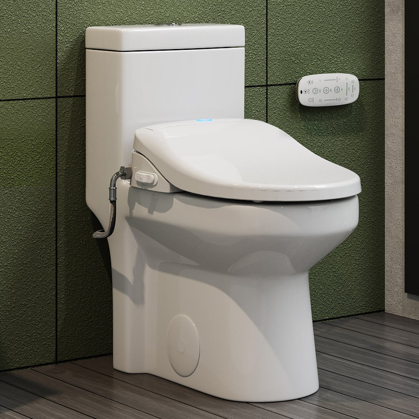 Smart Bidet Toilet Combo 1.1/1.6 GPF Round Toilet in White with Heated Seat, Front/Rear Wash, Dryer and Deodorizer