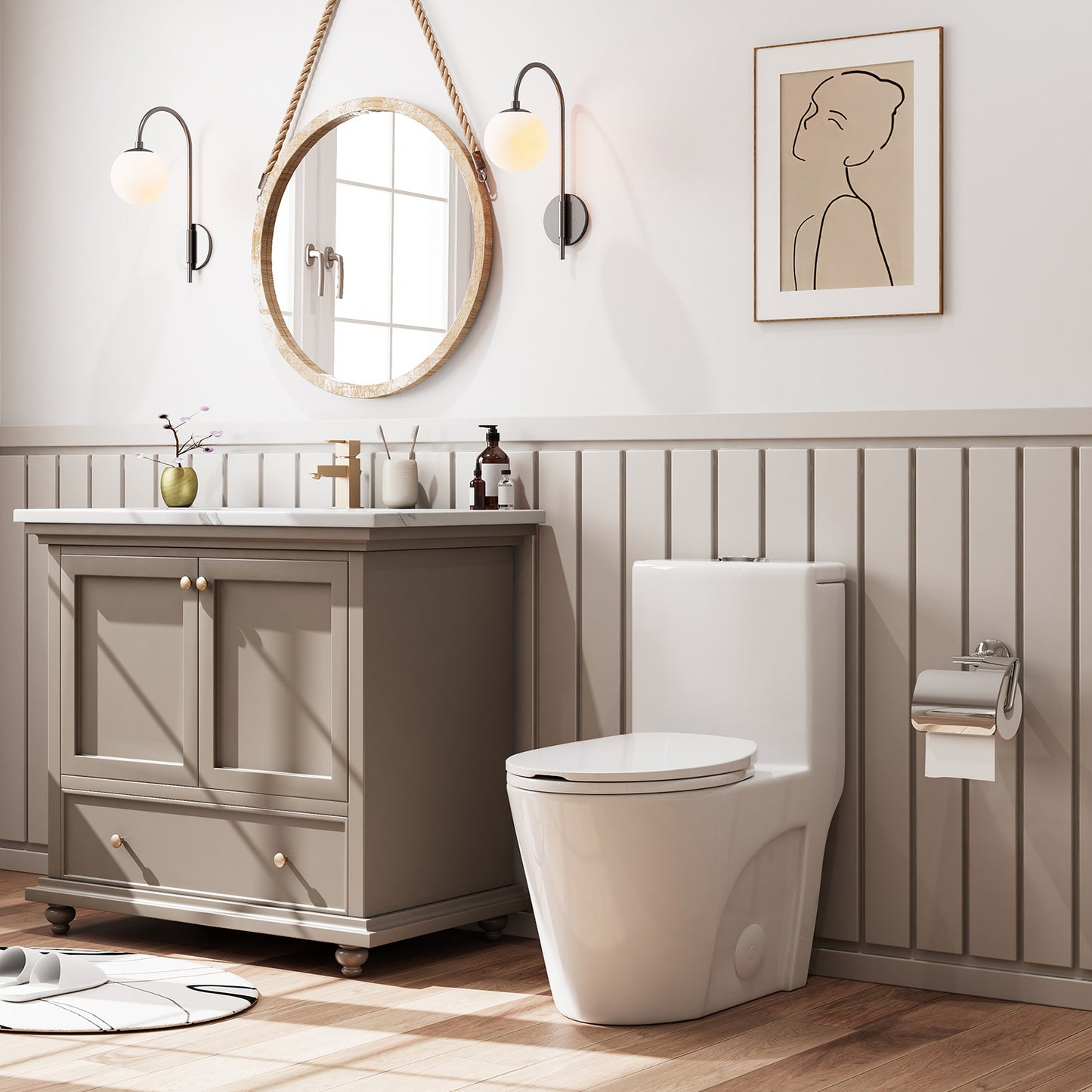 1-Piece 1.1/1.6 GPF Dual Flush Elongated High Efficiency WaterSense Toilet in Glossy White, Seat Included