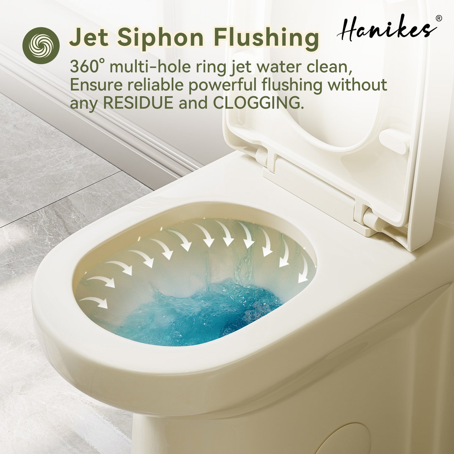1-Piece 1.1/1.6 GPF Dual Flush Compact Round Toilet in Biscuit Soft Close Seat Included