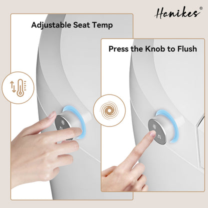 One-Piece 1/1.27 GPF High Efficiency Dual Flush Elongated Toilet in White with Heated seat and Slow-Close, Seat Included