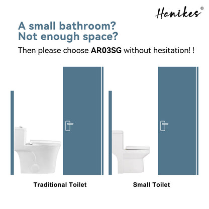 One-Piece 1.1/1.6 GPF Dual Flush Round Toilet in White, Seat Included, with Brushed Gold Button