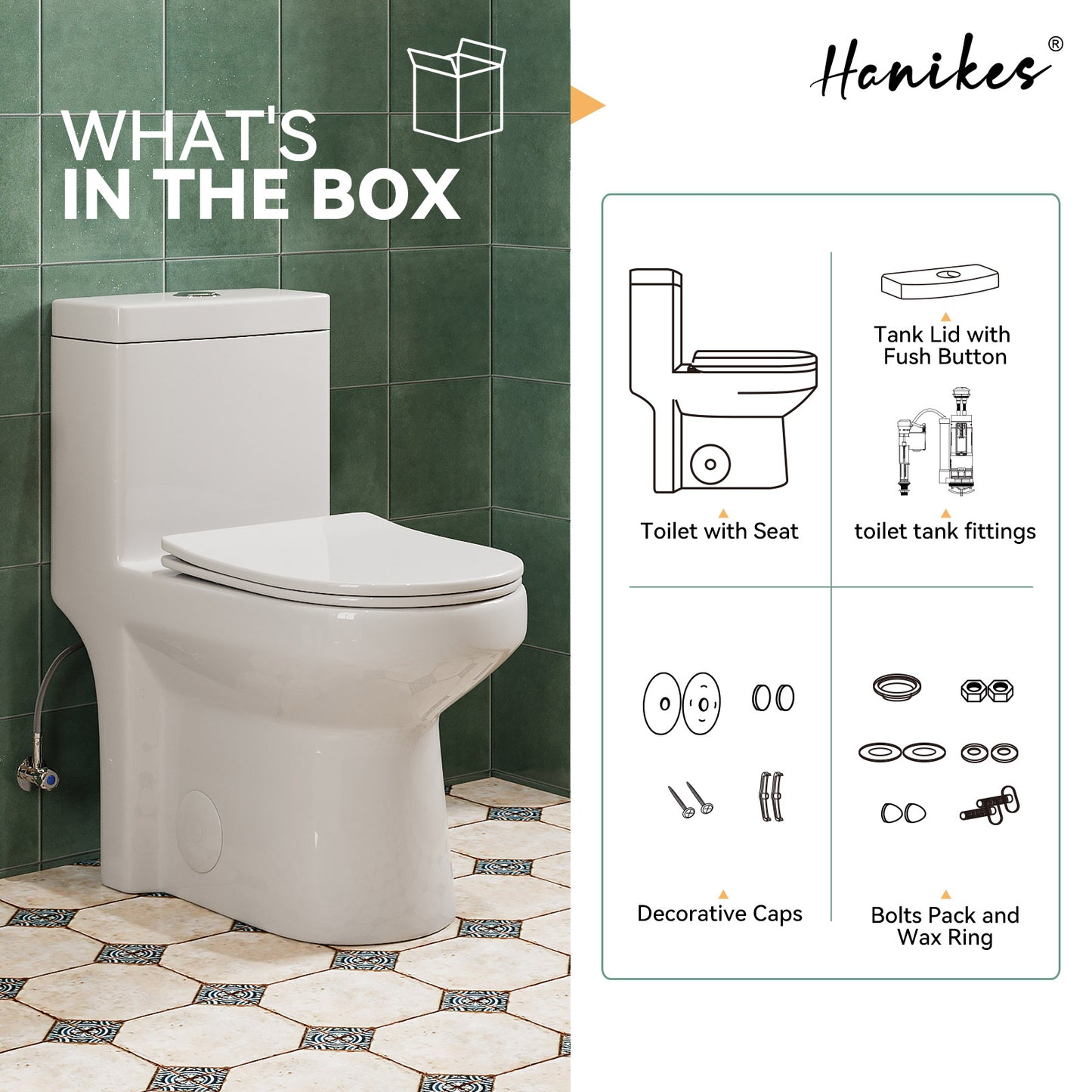 10 in. Rough in 1-Piece 1.1/1.6 GPF Dual Flush Round Toilet in White Soft Close Seat Included