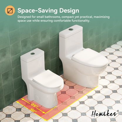 10 in. Rough in 1-Piece 1.1/1.6 GPF Dual Flush Round Toilet in White Soft Close Seat Included