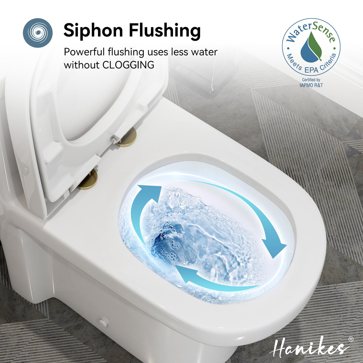 One-Piece 1.1/1.6 GPF Dual Flush Round Toilet in White, Seat Included, with Brushed Gold Button