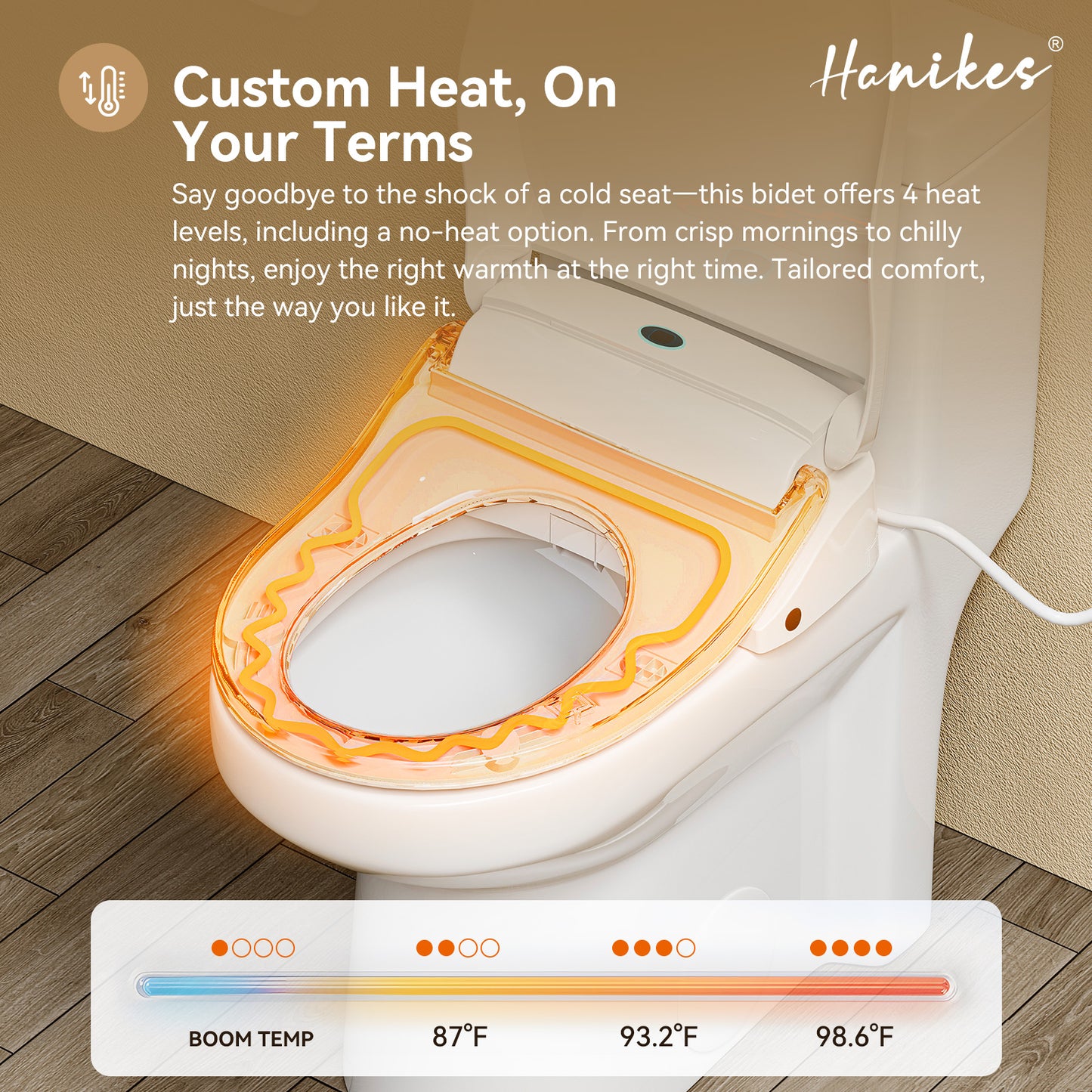 Round Smart Bidet Toilet Combo Dual Flush 1.1/1.6 GPF in White with Electric Bidet Seat, Warm Air Dryer