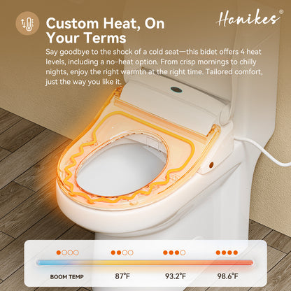 Round Smart Bidet Toilet Combo Dual Flush 1.1/1.6 GPF in White with Electric Bidet Seat, Warm Air Dryer