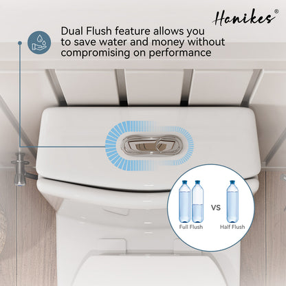 1-Piece 1.1/1.6 GPF Dual Flush Elongated High Efficiency WaterSense Toilet in Glossy White, Seat Included