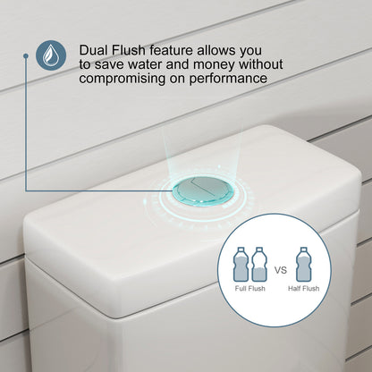 One-Piece 1.1/1.6 GPF Dual Flush Round Toilet in White Soft Close Seat Included