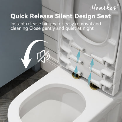 One-Piece 1.1/1.6 GPF Dual Flush Round Toilet in White, Seat Included, with Brushed Gold Button