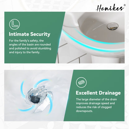 Classic 20 in. Tall U-Shape White Vitreous China Pedestal Bathroom Sink With Overflow