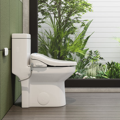 Electric Heated Bidet Seat for Round Toilet with soft close Lid in. White