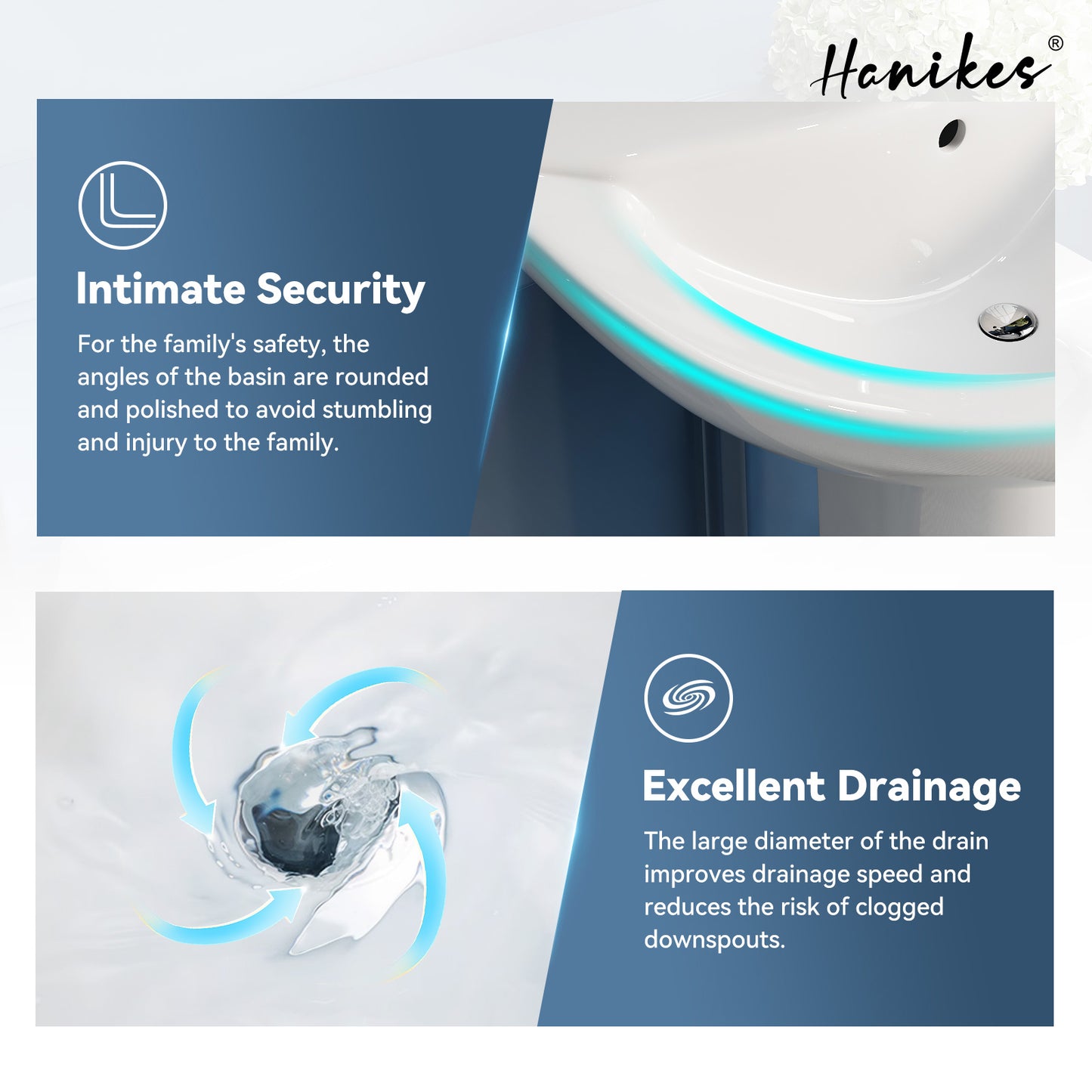 20 1/2 in. White Vitreous China Pedestal Combo Bathroom Sink in U-Shape Design with Overflow