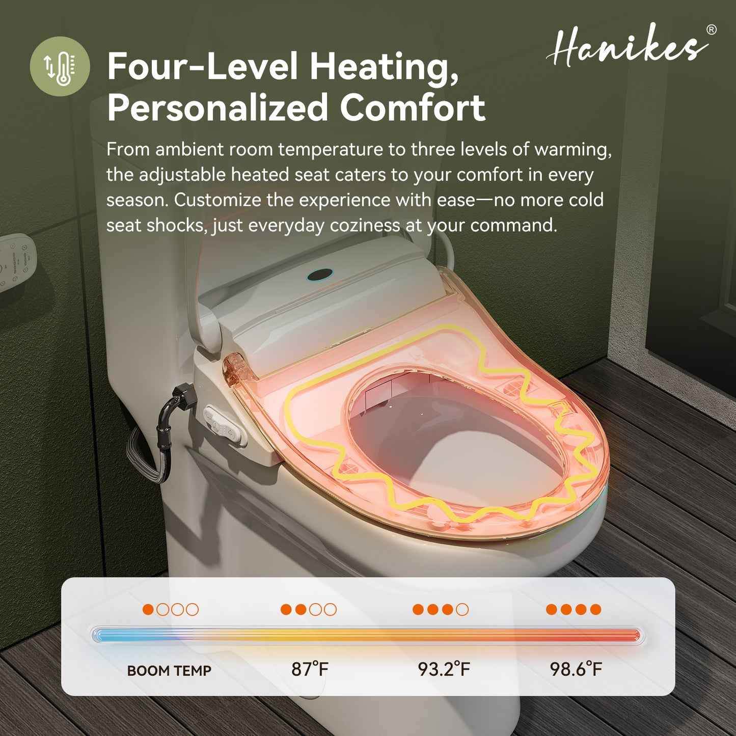 Smart Bidet Toilet Combo 1.1/1.6 GPF Round Toilet in White with Heated Seat, Front/Rear Wash, Dryer and Deodorizer
