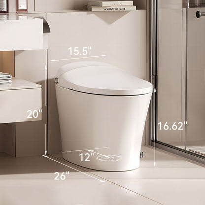 One-Piece 1/1.27 GPF High Efficiency Dual Flush Elongated Toilet in White with Heated seat and Slow-Close, Seat Included