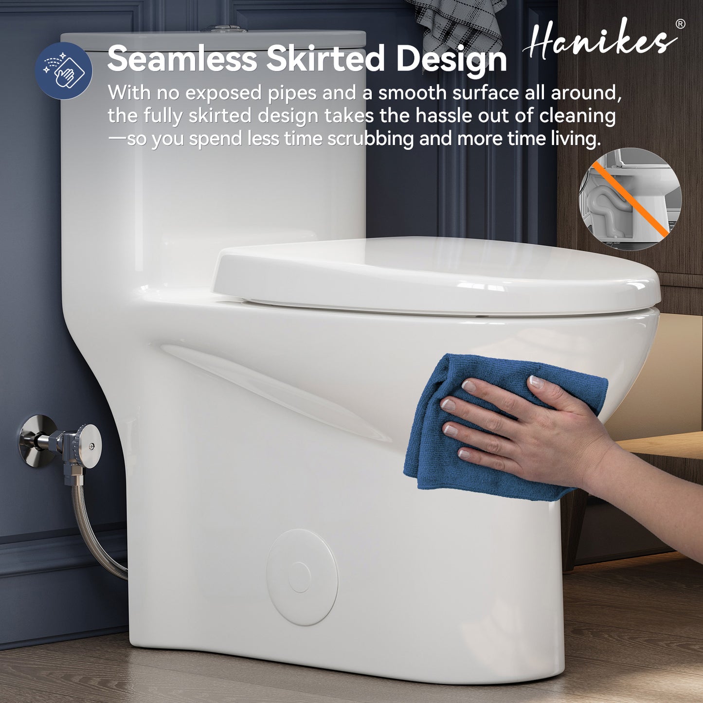 1-Piece 1.1/1.6 GPF Dual Flush Compact Elongated WaterSense Toilet in White Soft Close Seat Included