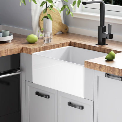 Farmhouse Apron-Front Fireclay 24 in. Single Bowl Workstation Kitchen Sink with Bottom Grid and Strainer in White