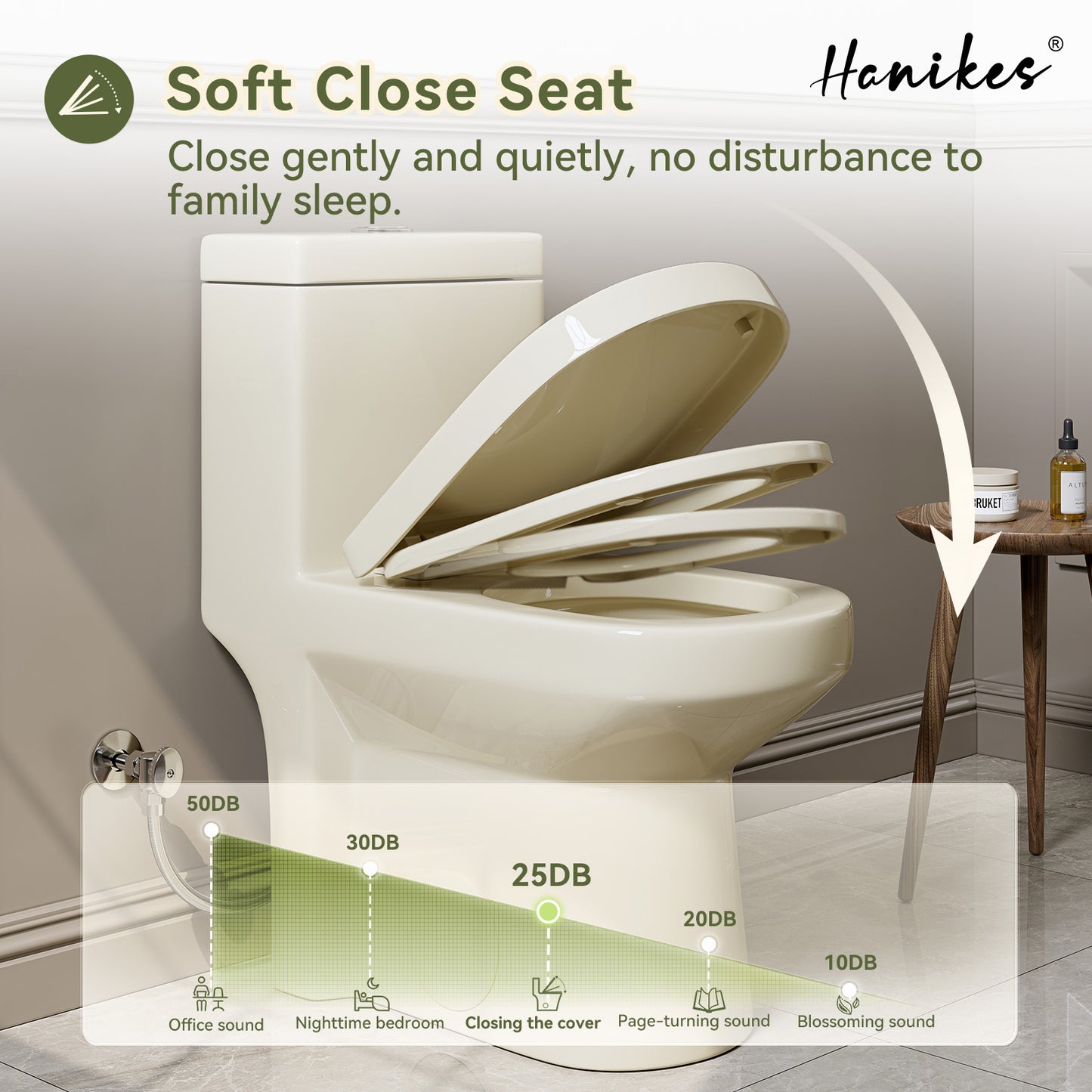 1-Piece 1.1/1.6 GPF Dual Flush Compact Round Toilet in Biscuit Soft Close Seat Included