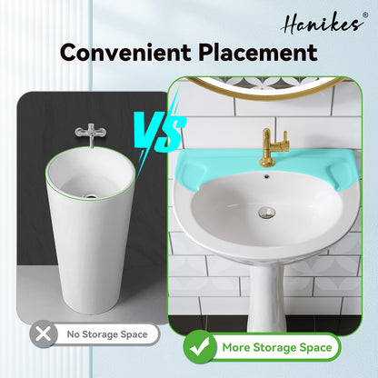 Classic 20 in. Tall U-Shape White Vitreous China Pedestal Bathroom Sink With Overflow
