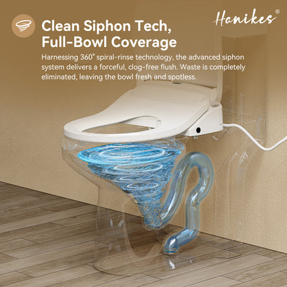 Round Smart Bidet Toilet Combo Dual Flush 1.1/1.6 GPF in White with Electric Bidet Seat, Warm Air Dryer