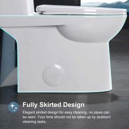 One-Piece 1.1/1.6 GPF Dual Flush Elongated Toilet in White Seat Included, WaterSense Toilet