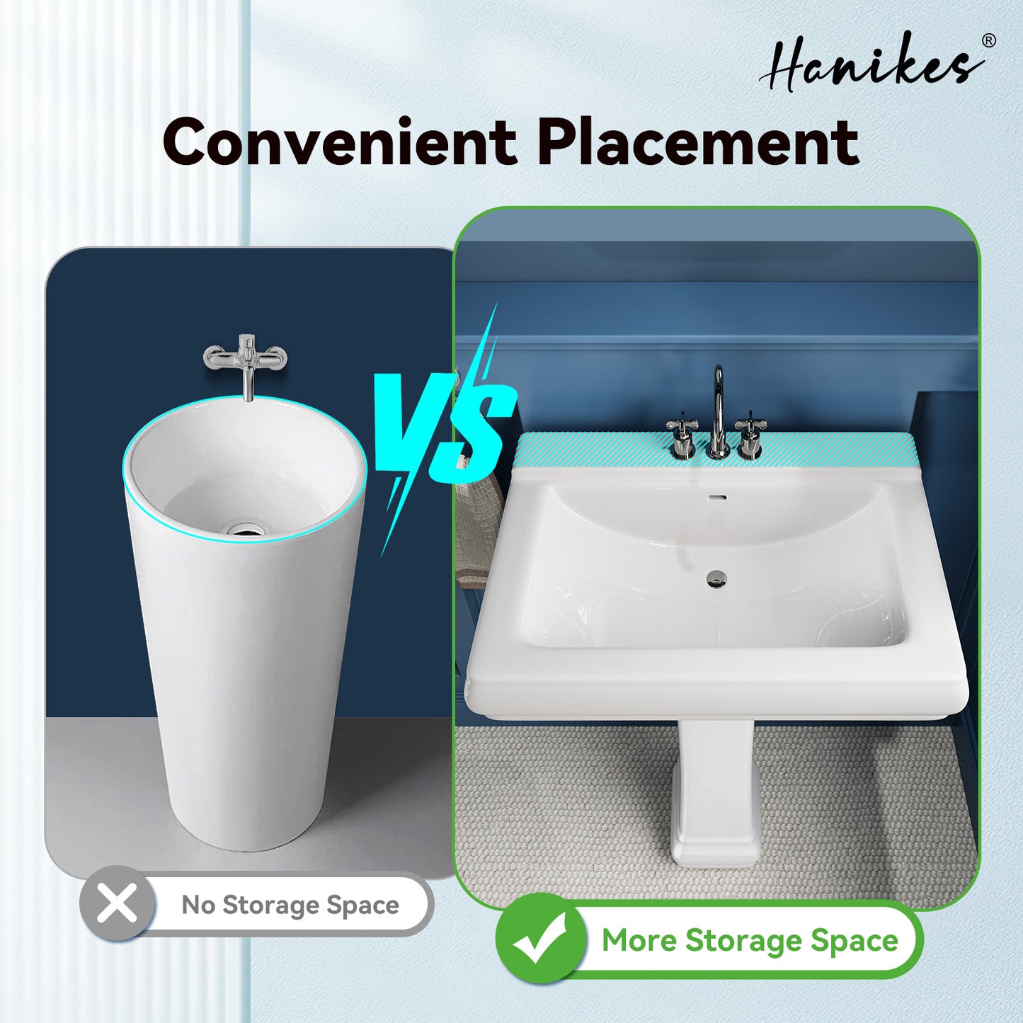 26 in. White Vitreous China Rectangular Pedestal Combo Bathroom Sink in White with 4 in. Centerset Faucet Holes