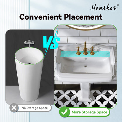 23 in. White Vitreous China Rectangular Pedestal Bathroom Sink With Overflow
