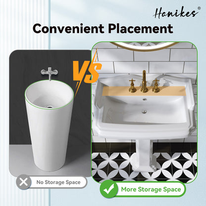23 in. White Vitreous China Rectangular Pedestal Bathroom Sink With Overflow