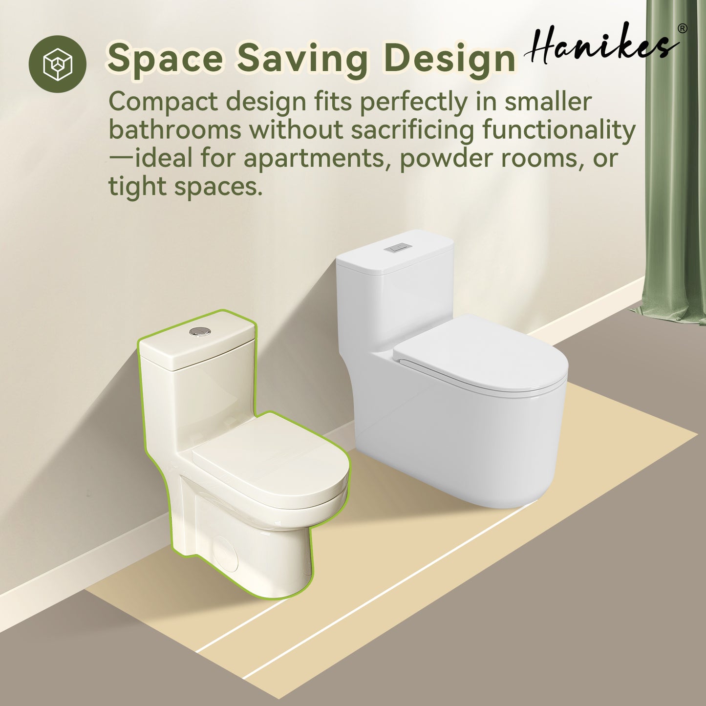 1-Piece 1.1/1.6 GPF Dual Flush Compact Round Toilet in Biscuit Soft Close Seat Included