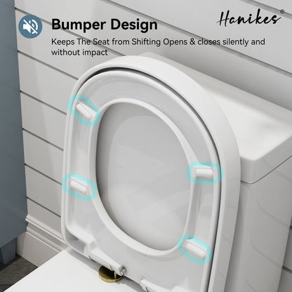 One-Piece 1.1/1.6 GPF Dual Flush Round Toilet in White, Seat Included, with Brushed Gold Button
