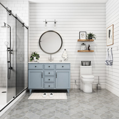 One-Piece 1.1/1.6 GPF Dual Flush Round Toilet in White, Seat Included, with Brushed Gold Button