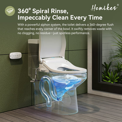 Smart Bidet Toilet Combo 1.1/1.6 GPF Round Toilet in White with Heated Seat, Front/Rear Wash, Dryer and Deodorizer