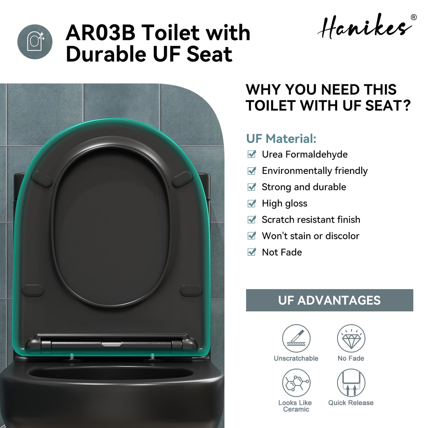 1-Piece 1.1/1.6 GPF Dual Flush Compact Round Toilet in Black Soft Close Seat Included