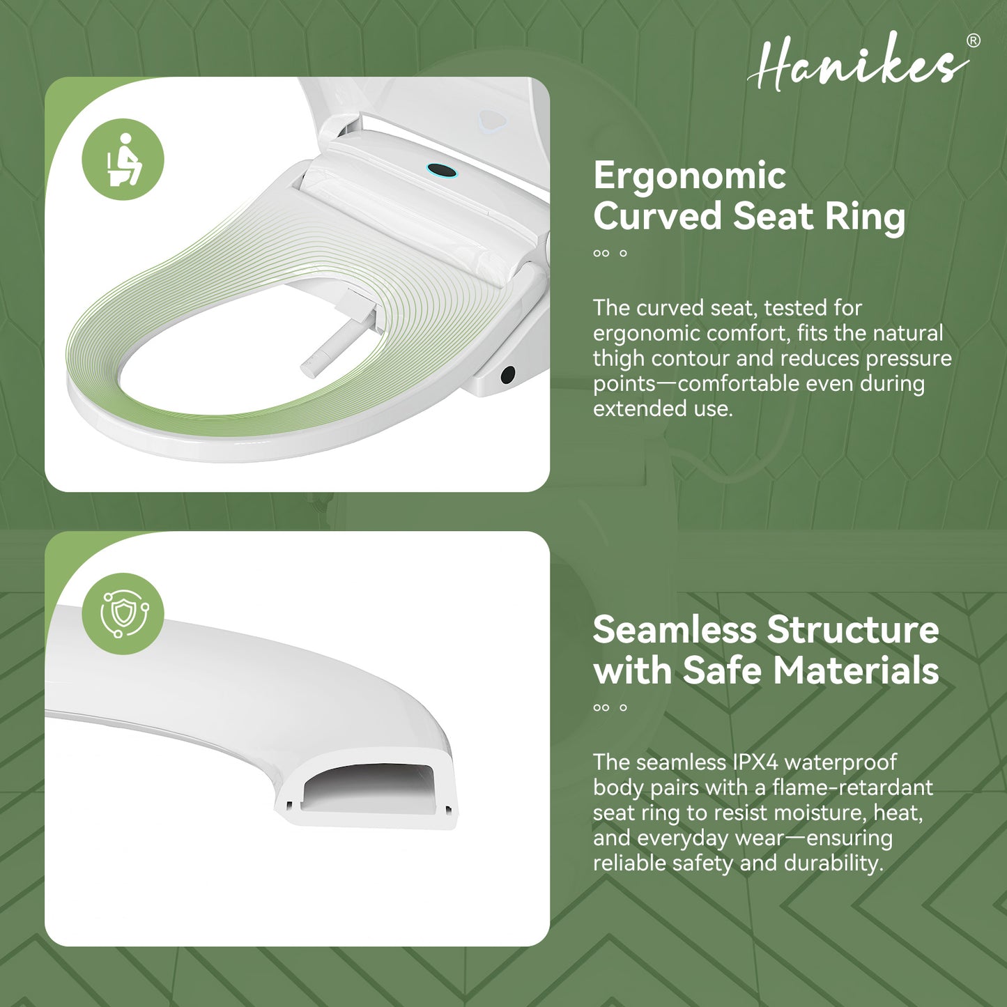 Electric Heated Bidet Seat for Round Toilet with soft close Lid in. White