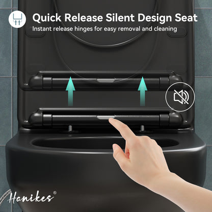 1-Piece 1.1/1.6 GPF Dual Flush Compact Round Toilet in Black Soft Close Seat Included