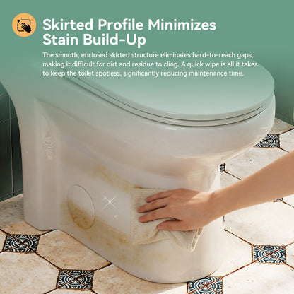 10 in. Rough in 1-Piece 1.1/1.6 GPF Dual Flush Round Toilet in White Soft Close Seat Included