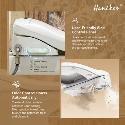 Round Smart Bidet Toilet Combo Dual Flush 1.1/1.6 GPF in White with Electric Bidet Seat, Warm Air Dryer