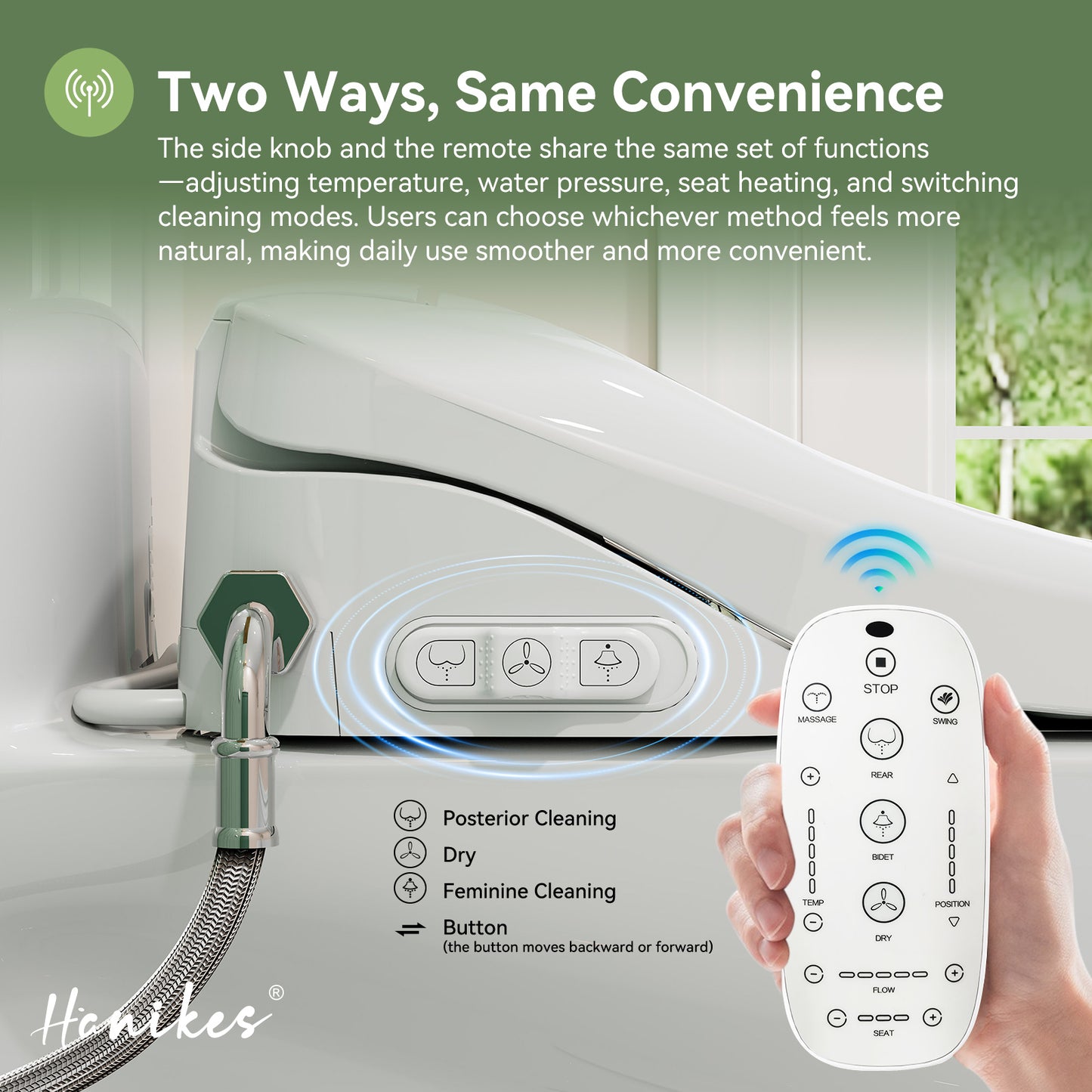 Electric Heated Bidet Seat for Round Toilet with soft close Lid in. White