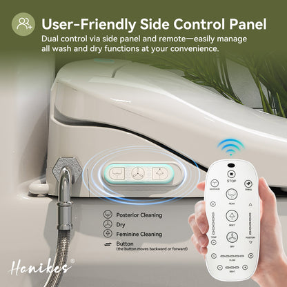 Smart Bidet Toilet Combo 1.1/1.6 GPF Round Toilet in White with Heated Seat, Front/Rear Wash, Dryer and Deodorizer