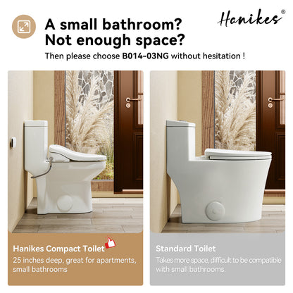 Round Smart Bidet Toilet Combo Dual Flush 1.1/1.6 GPF in White with Electric Bidet Seat, Warm Air Dryer