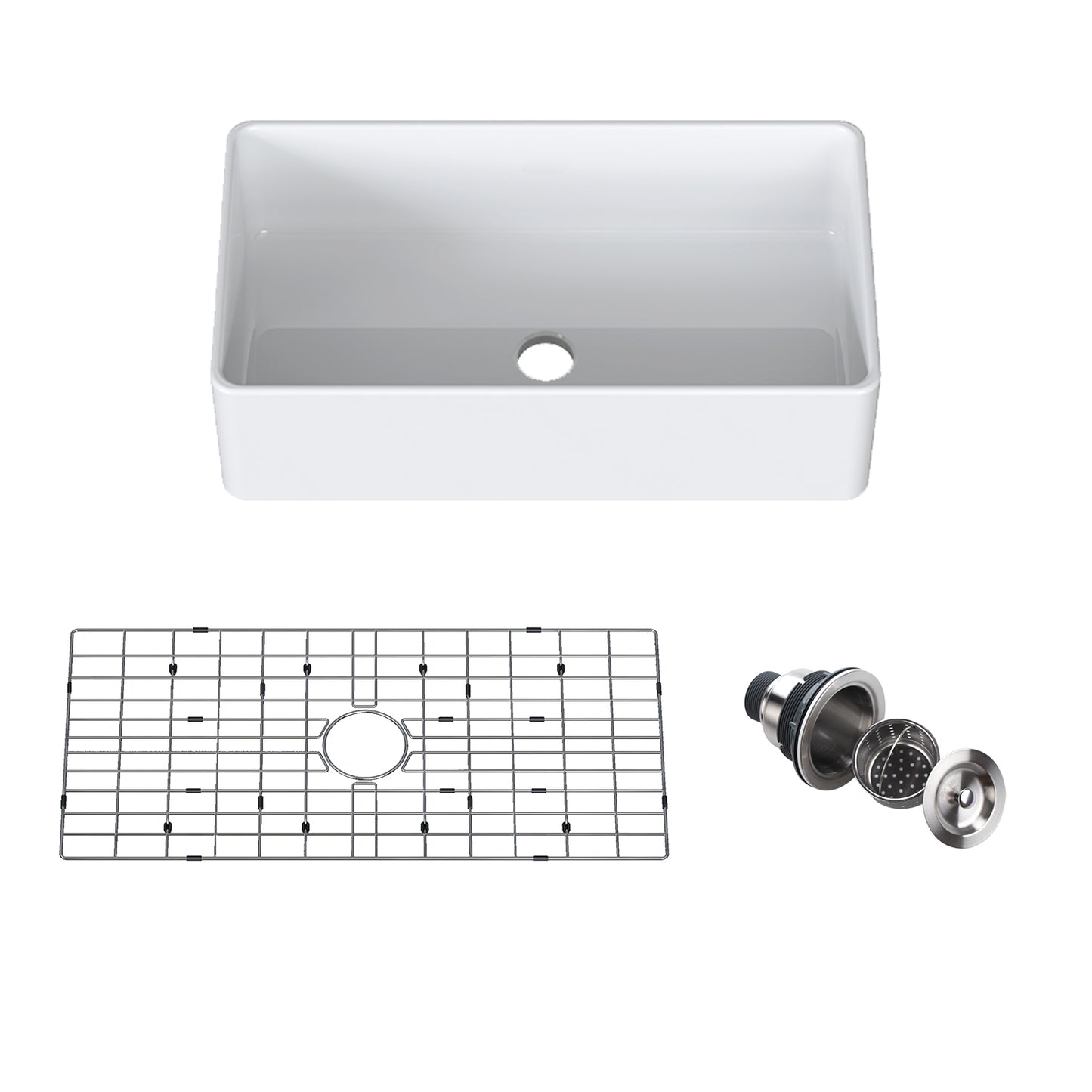 Farmhouse Apron-Front Fireclay 30 in. Single Bowl Workstation Kitchen Sink with Bottom Grid and Strainer in White