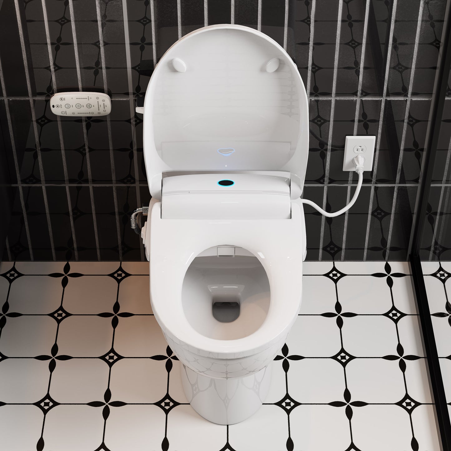 Electric Heated Bidet Seat for Round Toilet with soft close Lid in. White
