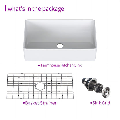 Farmhouse Apron-Front Fireclay 30 in. Single Bowl Workstation Kitchen Sink with Bottom Grid and Strainer in White